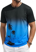 Runcati Mens Short Sleeve T-Shirts Casual Graphic Gradient Printed Tee Crewneck Summer