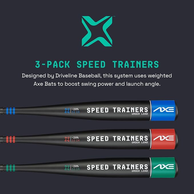 Axe Speed Trainers 3-Pack Weighted Baseball Bat Hitting Sytem Powered