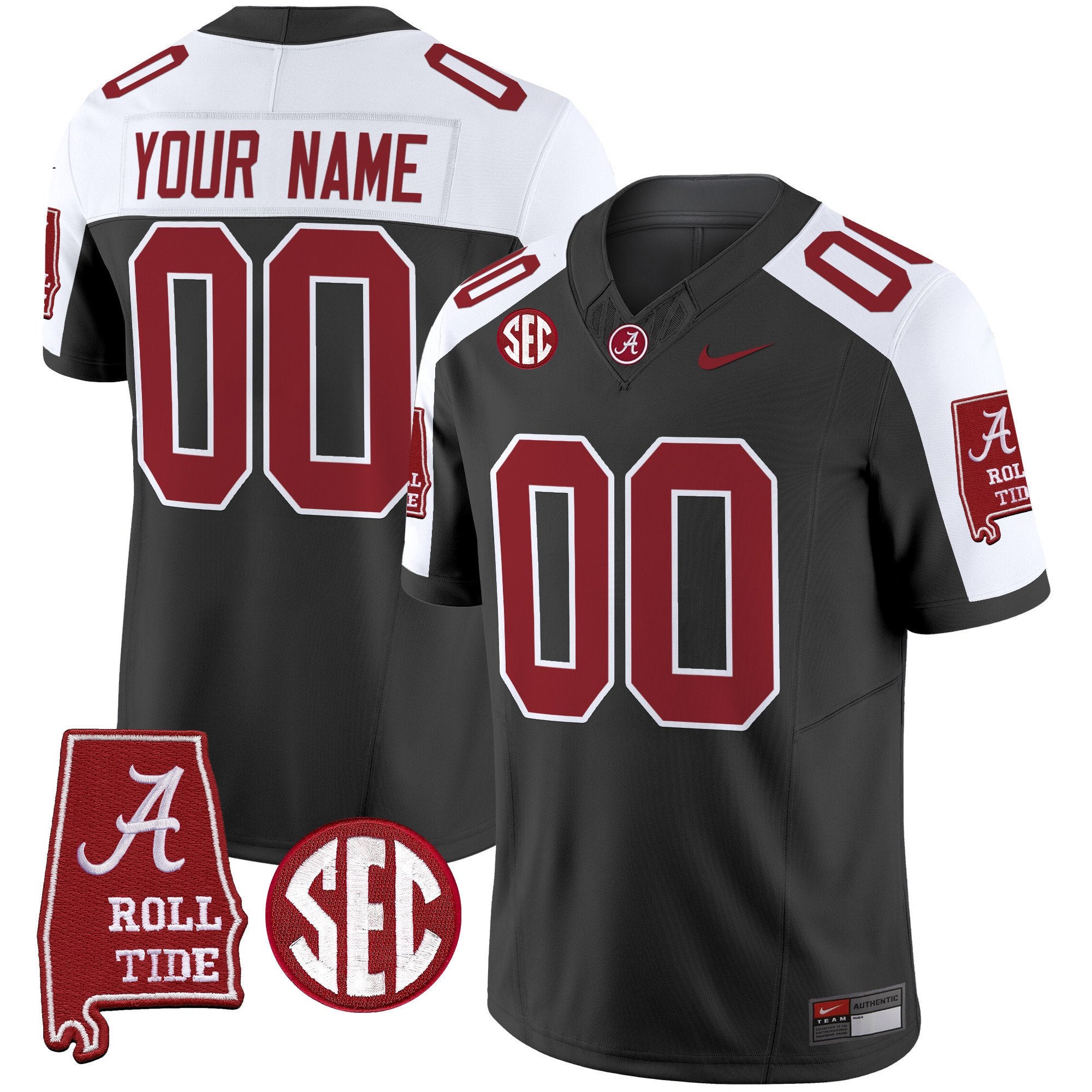 Alabama Crimson Tide Vapor Limited Custom Jersey V3 - Alabama Map - All Stitched