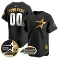 Astros 1999 Throwback 35th & Astrodome Patch Vapor Premier Limited Custom Jersey - All Stitched - Men, Black Gold