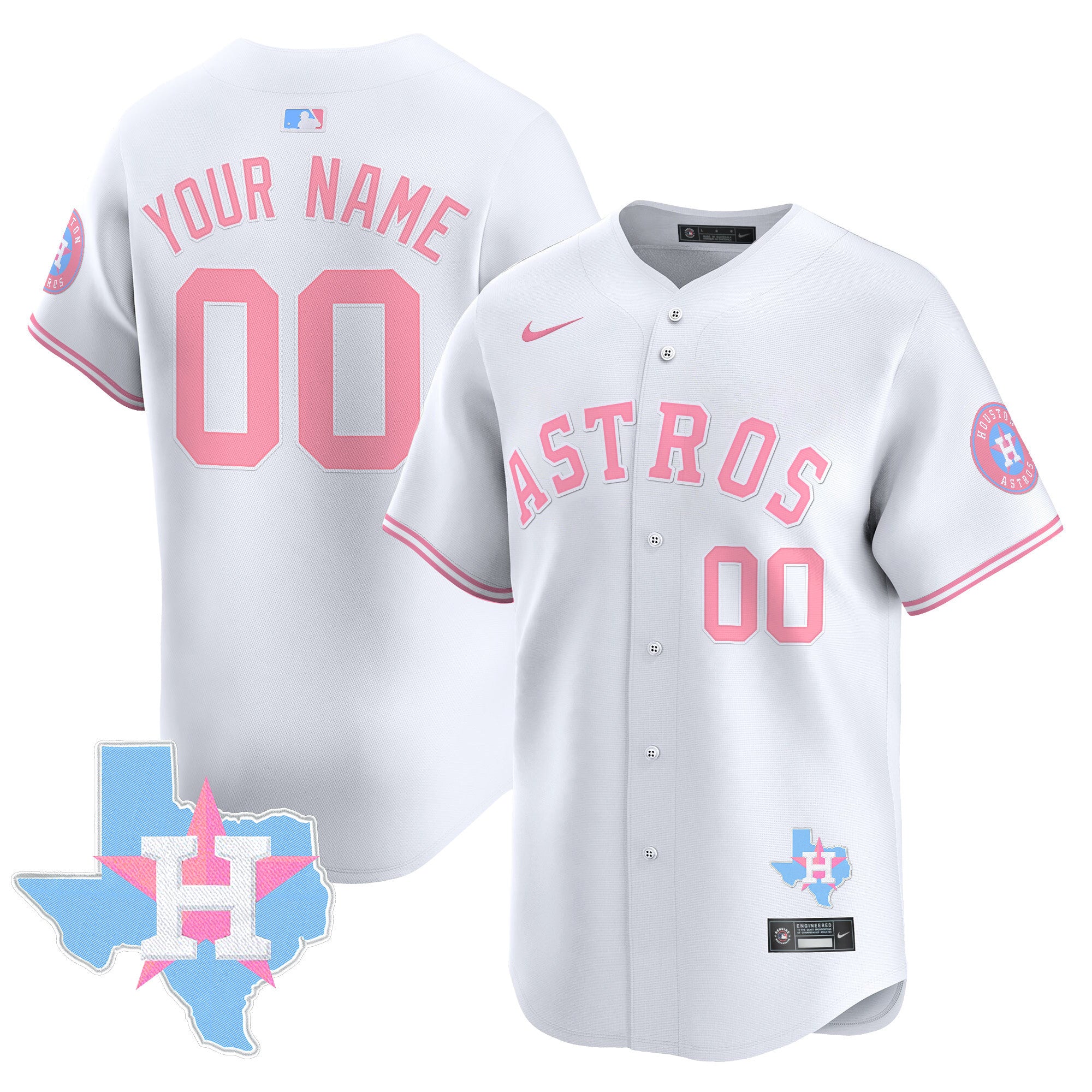 Astros Bubblegum Pink Vapor Premier Limited Custom Jersey - All Stitched - Men, White