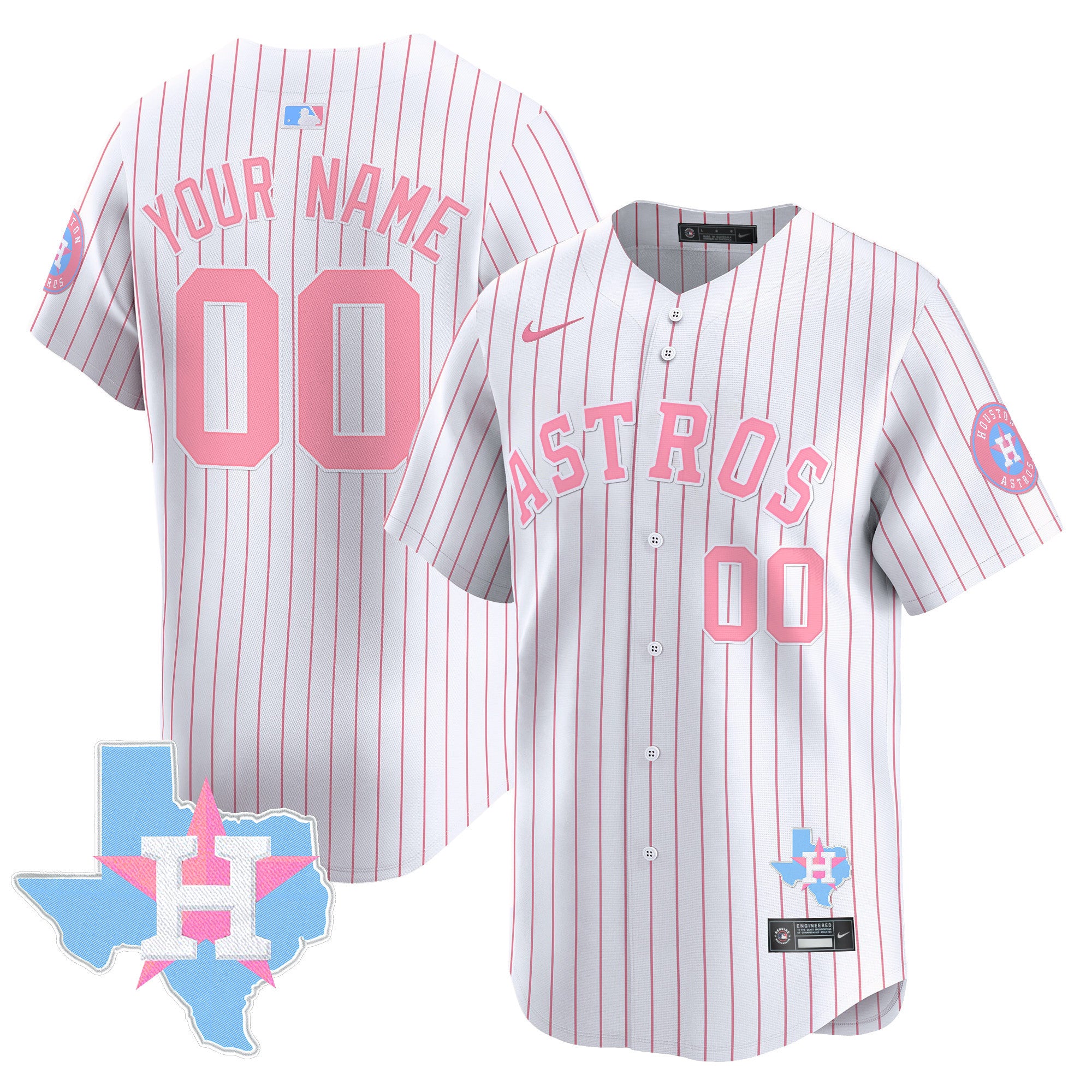 Astros Bubblegum Pink Vapor Premier Limited Custom Jersey - All Stitched - Men, Pinstripe
