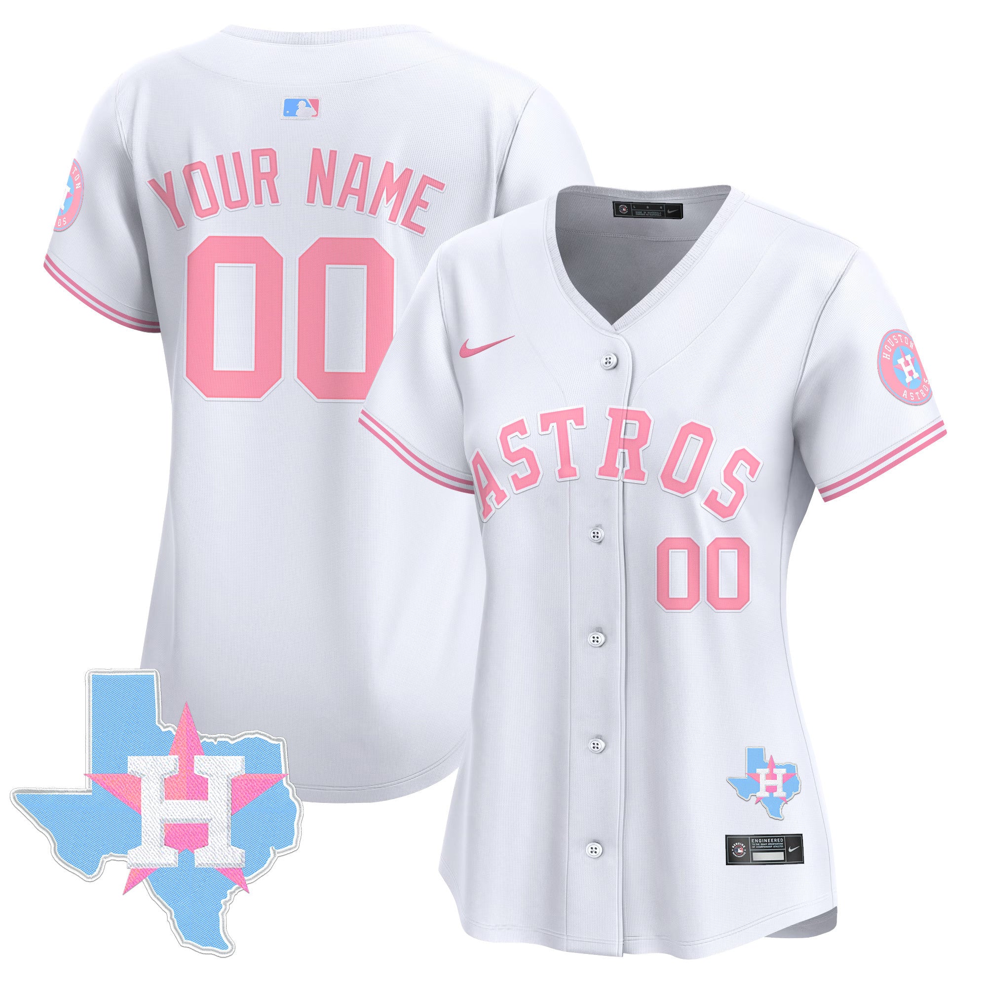 Astros Bubblegum Pink Vapor Premier Limited Custom Jersey - All Stitched - Women, White