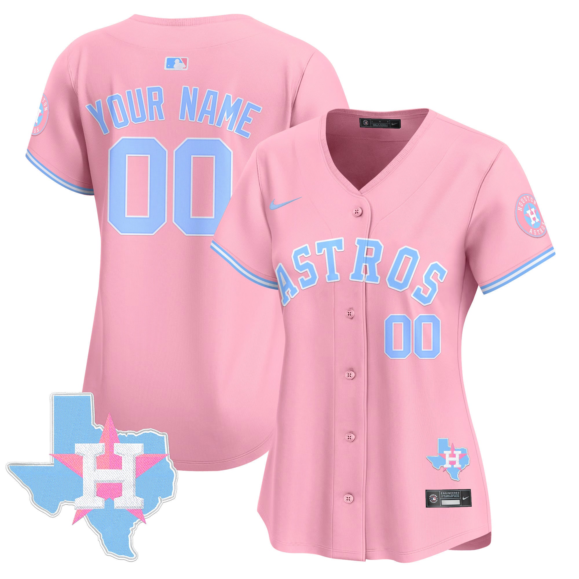 Astros Bubblegum Pink Vapor Premier Limited Custom Jersey - All Stitched - Women, Pink