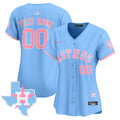 Astros Bubblegum Pink Vapor Premier Limited Custom Jersey - All Stitched - Women, Light Blue