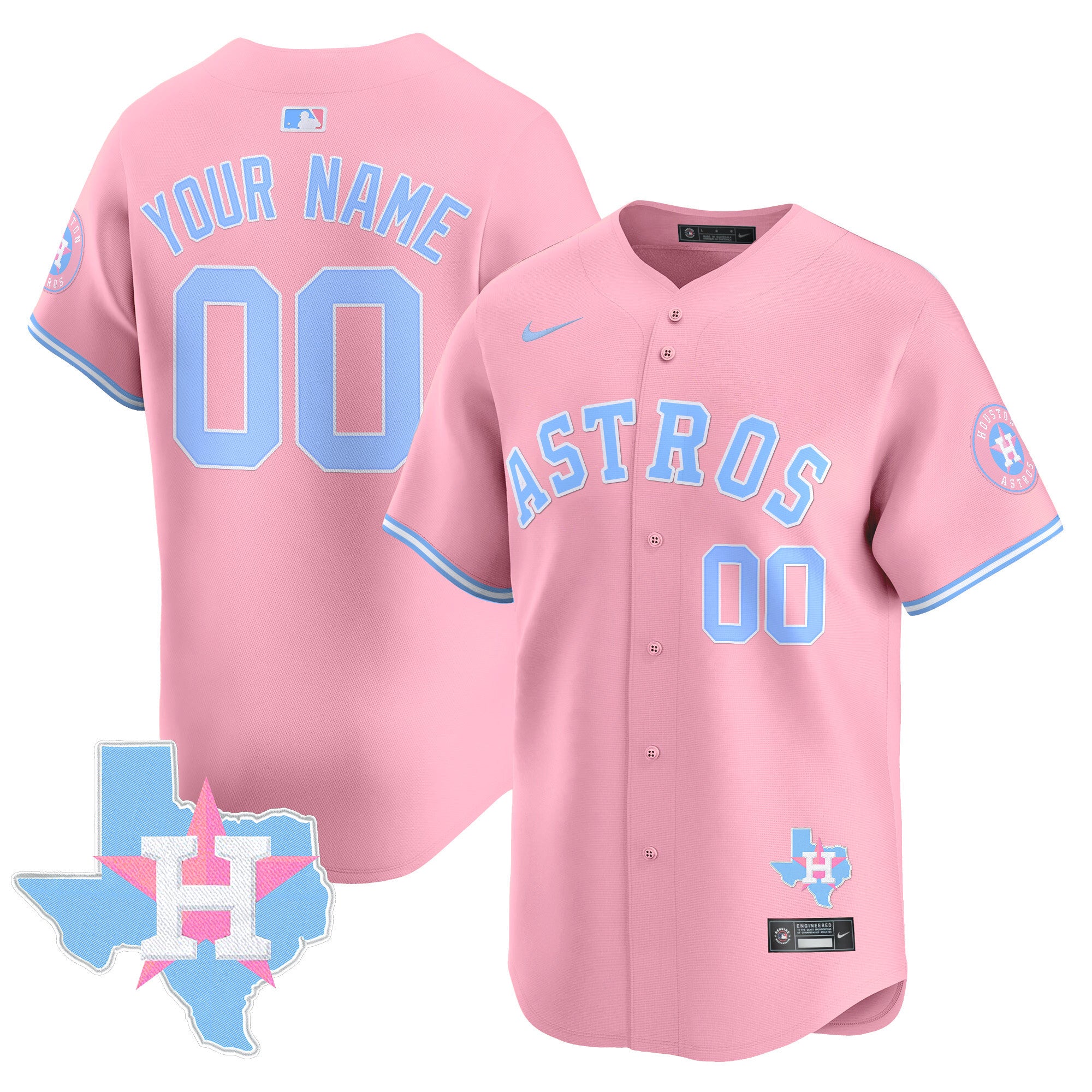 Astros Bubblegum Pink Vapor Premier Limited Custom Jersey - All Stitched - Men, Pink