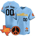 Astros Love Street & Peace Sign Patch Vapor Premier Limited Custom Jersey V2 - All Stitched - Men, Light Blue
