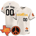 Astros Love Street & Peace Sign Patch Vapor Premier Limited Custom Jersey V2 - All Stitched - Men, Cream