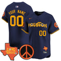 Astros Love Street & Peace Sign Patch Vapor Premier Limited Custom Jersey V2 - All Stitched - Men, Navy