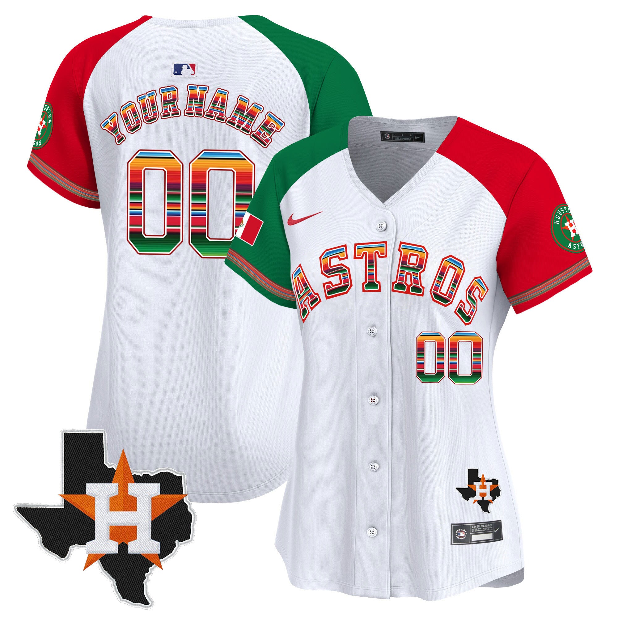 Astros Mexico Texas Patch Vapor Premier Limited Custom Jersey - All Stitched - Women, Alternate