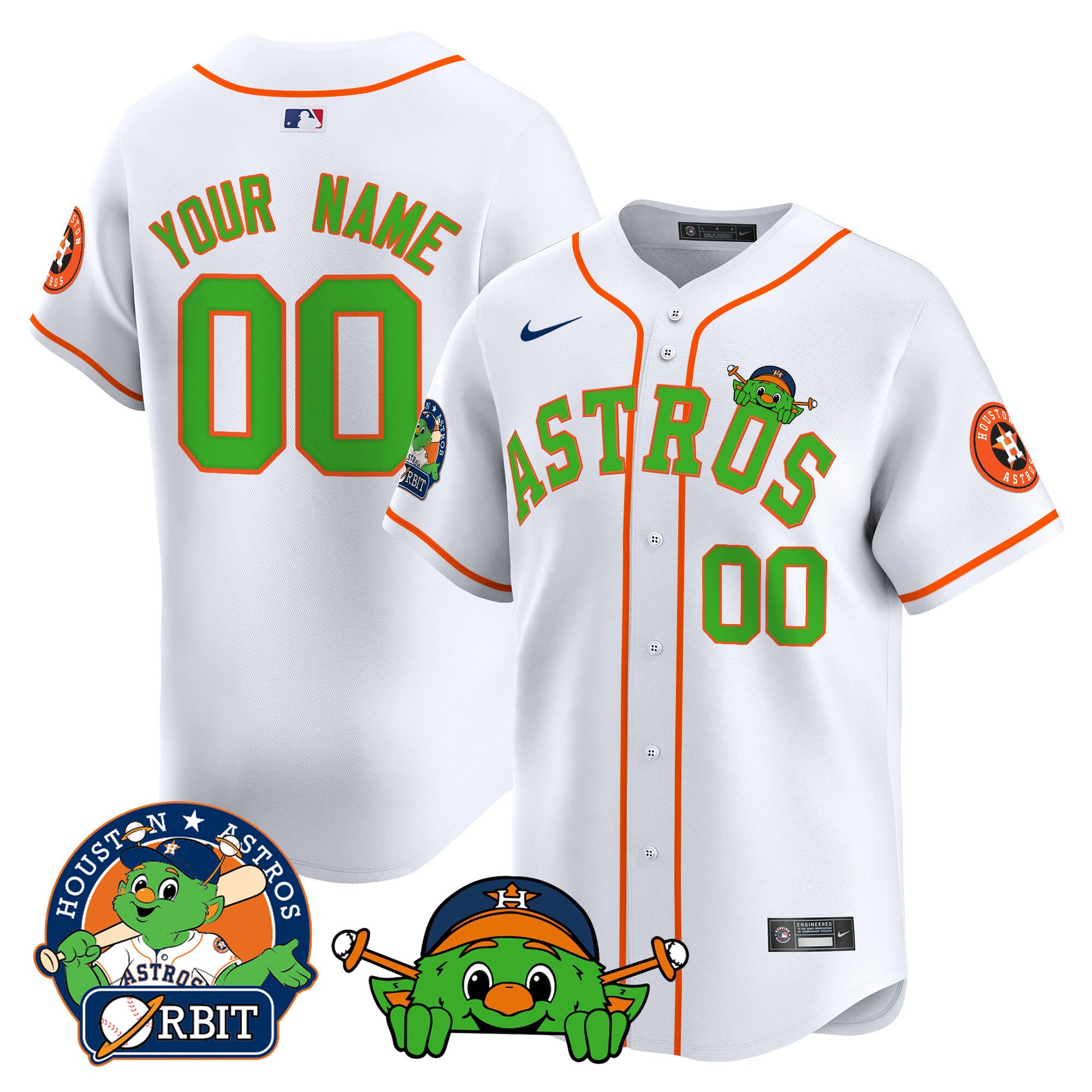 Astros Orbit Patch Vapor Premier Limited Custom Jersey V3 - All Stitched - Men, White