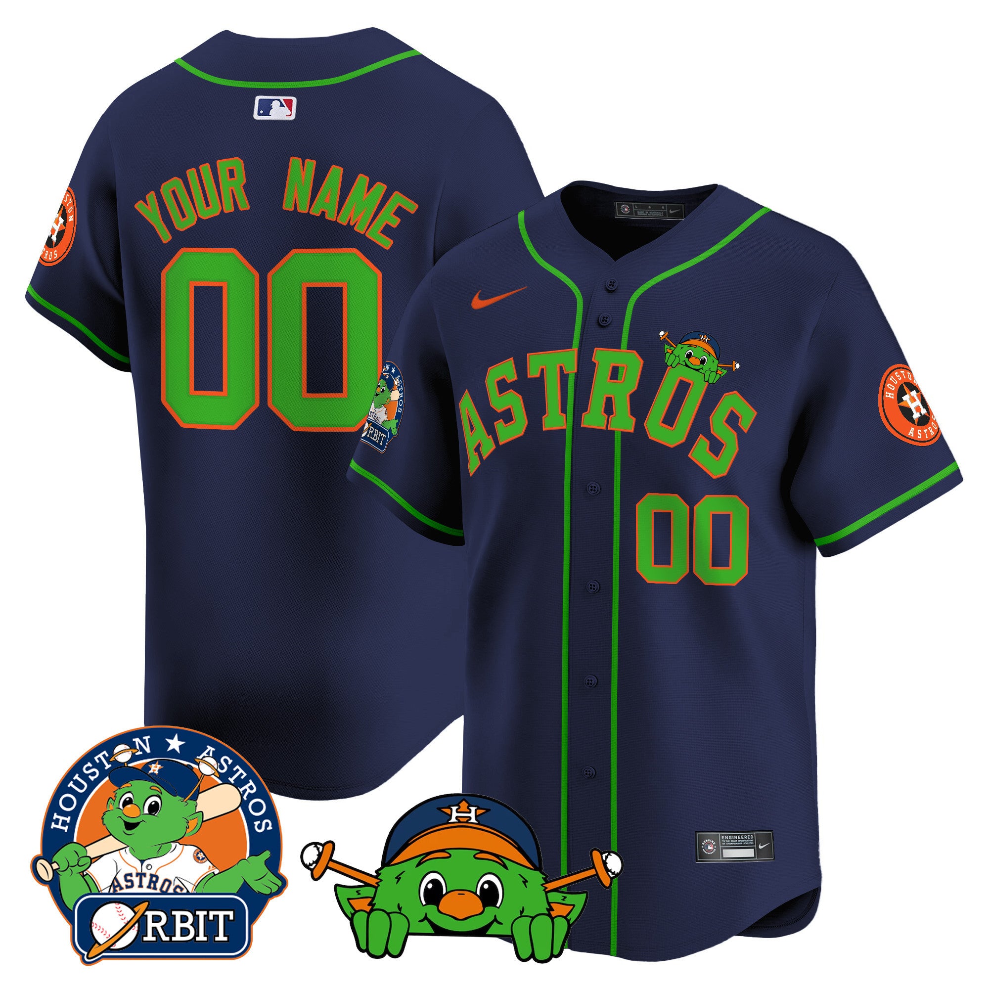 Astros Orbit Patch Vapor Premier Limited Custom Jersey V3 - All Stitched - Men, Navy