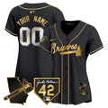 Atlanta Braves 2024 Robinson & Georgia Patch Vapor Premier Limited Custom Jersey - All Stitched - Women, Black Gold
