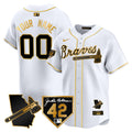 Atlanta Braves 2024 Robinson & Georgia Patch Vapor Premier Limited Custom Jersey - All Stitched - Men, White Gold