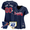 Atlanta Braves 2024 Robinson & Georgia Patch Vapor Premier Limited Custom Jersey - All Stitched - Women, Navy