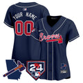 Atlanta Braves 2024 Spring Training & Georgia Patch Vapor Premier Elite Custom Jersey - All Stitched - Women, Navy