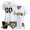 Atlanta Braves 2024 Spring Training & Georgia Patch Vapor Premier Elite Custom Jersey - All Stitched - Women, White Gold
