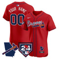 Atlanta Braves 2024 Spring Training & Georgia Patch Vapor Premier Elite Custom Jersey - All Stitched - Men, Red