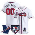 Atlanta Braves 2024 Spring Training & Georgia Patch Vapor Premier Elite Custom Jersey - All Stitched - Men, White