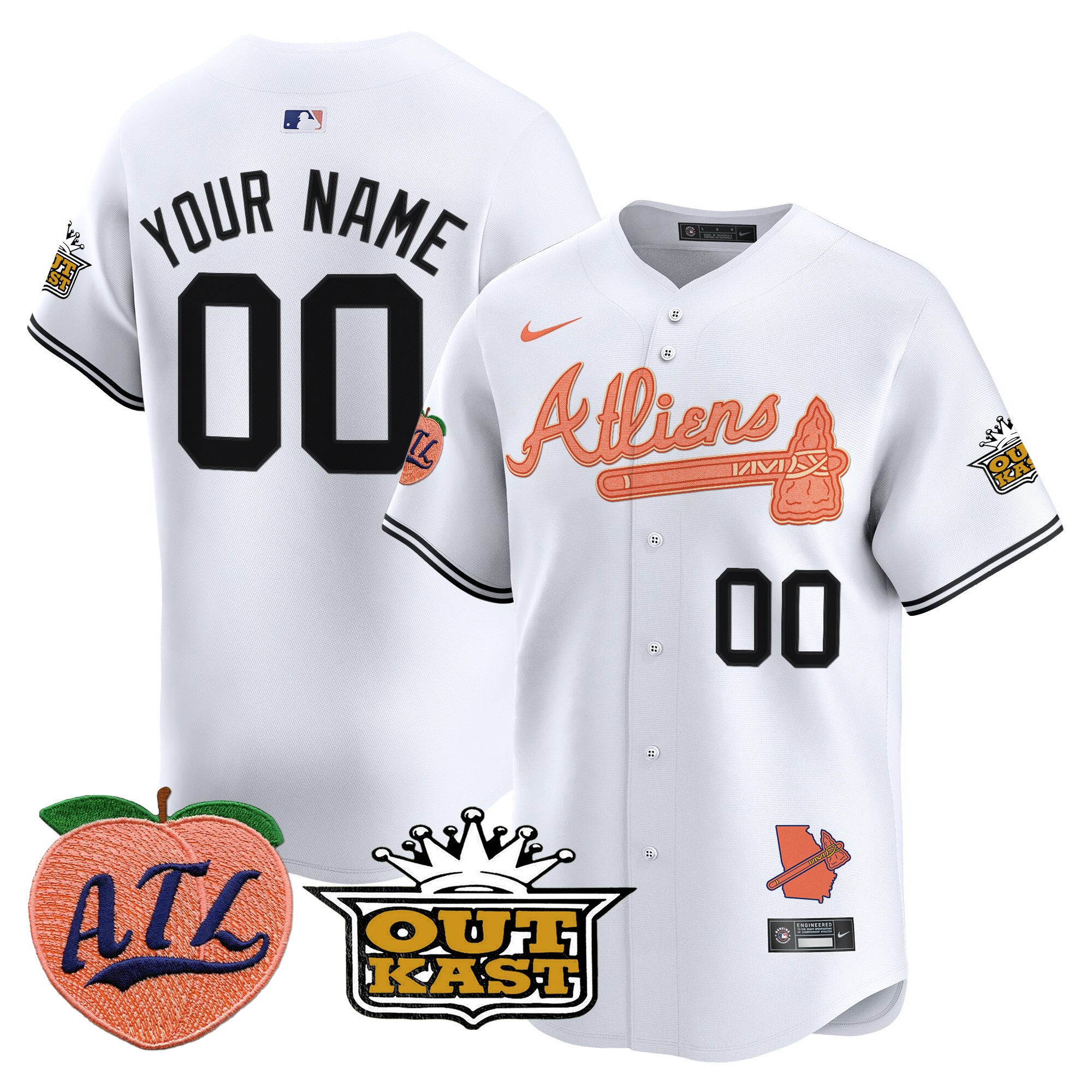 Atlanta Braves Atliens & Peach Vapor Premier Limited Custom Jersey - All Stitched - Men, White