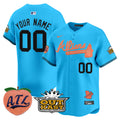 Atlanta Braves Atliens & Peach Vapor Premier Limited Custom Jersey - All Stitched - Men, Light Blue