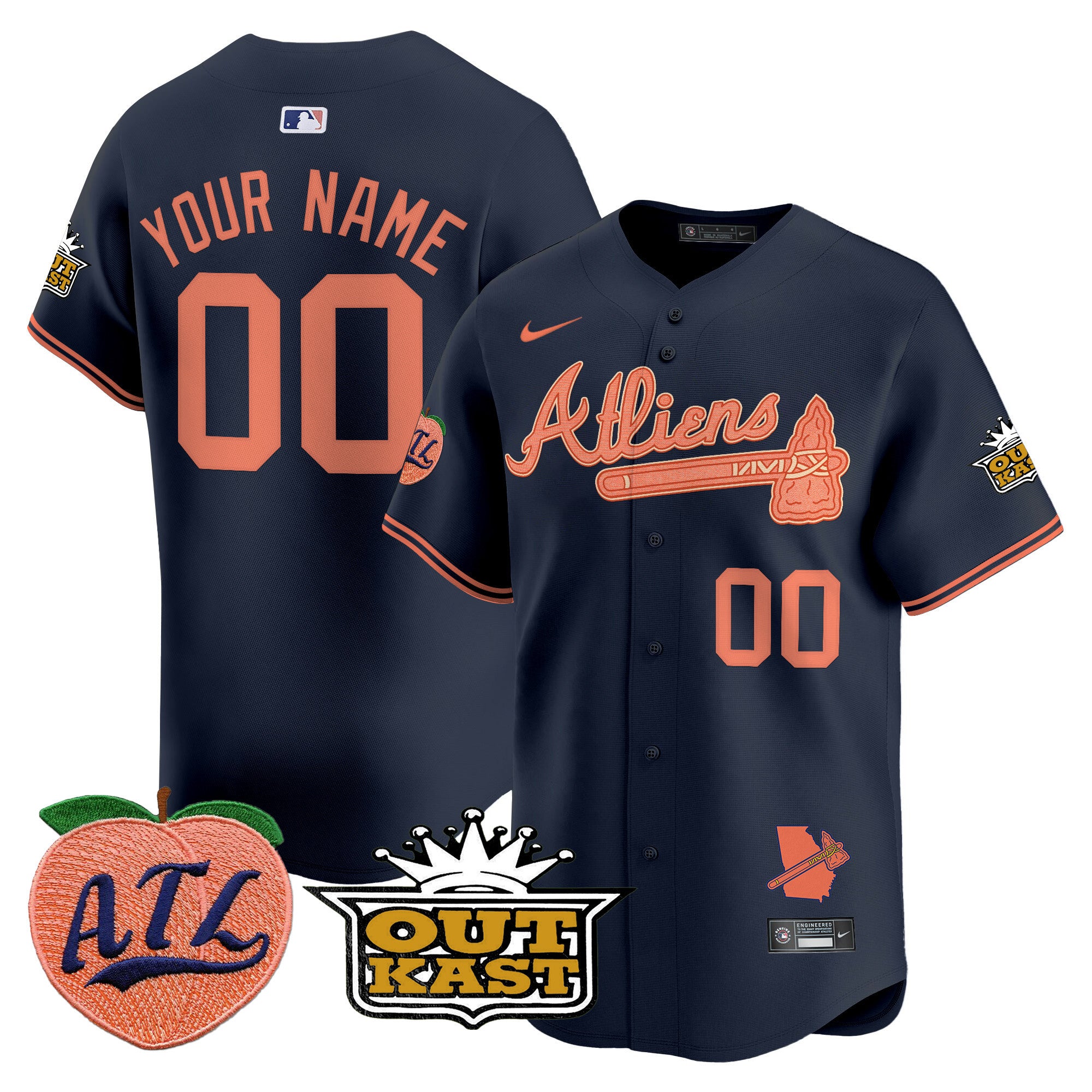 Atlanta Braves Atliens & Peach Vapor Premier Limited Custom Jersey - All Stitched - Men, Atliens