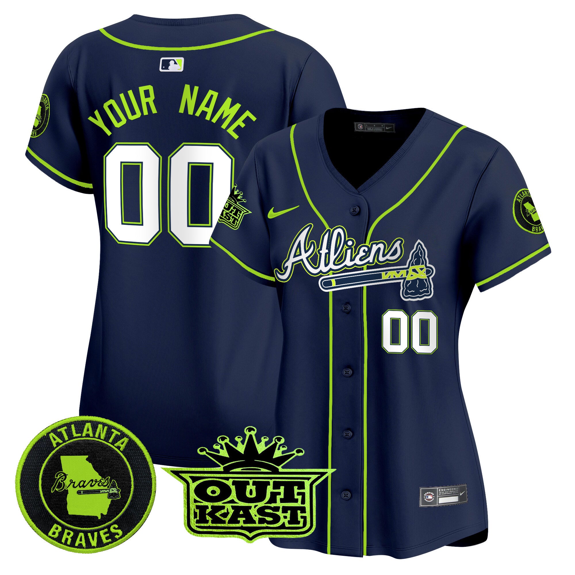 Atlanta Braves Atliens Vapor Premier Limited Custom Jersey - All Stitched - Women, Atliens