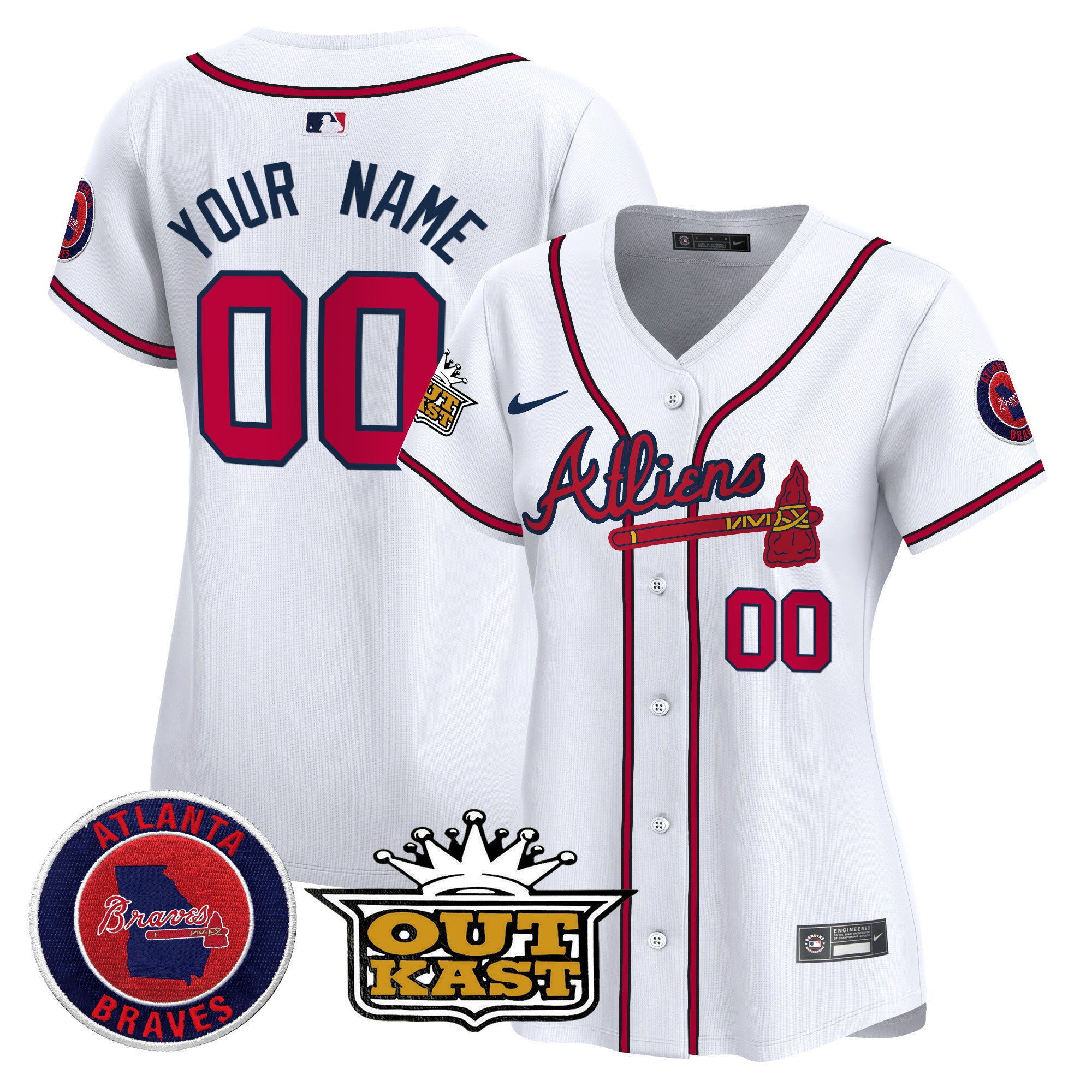 Atlanta Braves Atliens Vapor Premier Limited Custom Jersey - All Stitched - Women, White