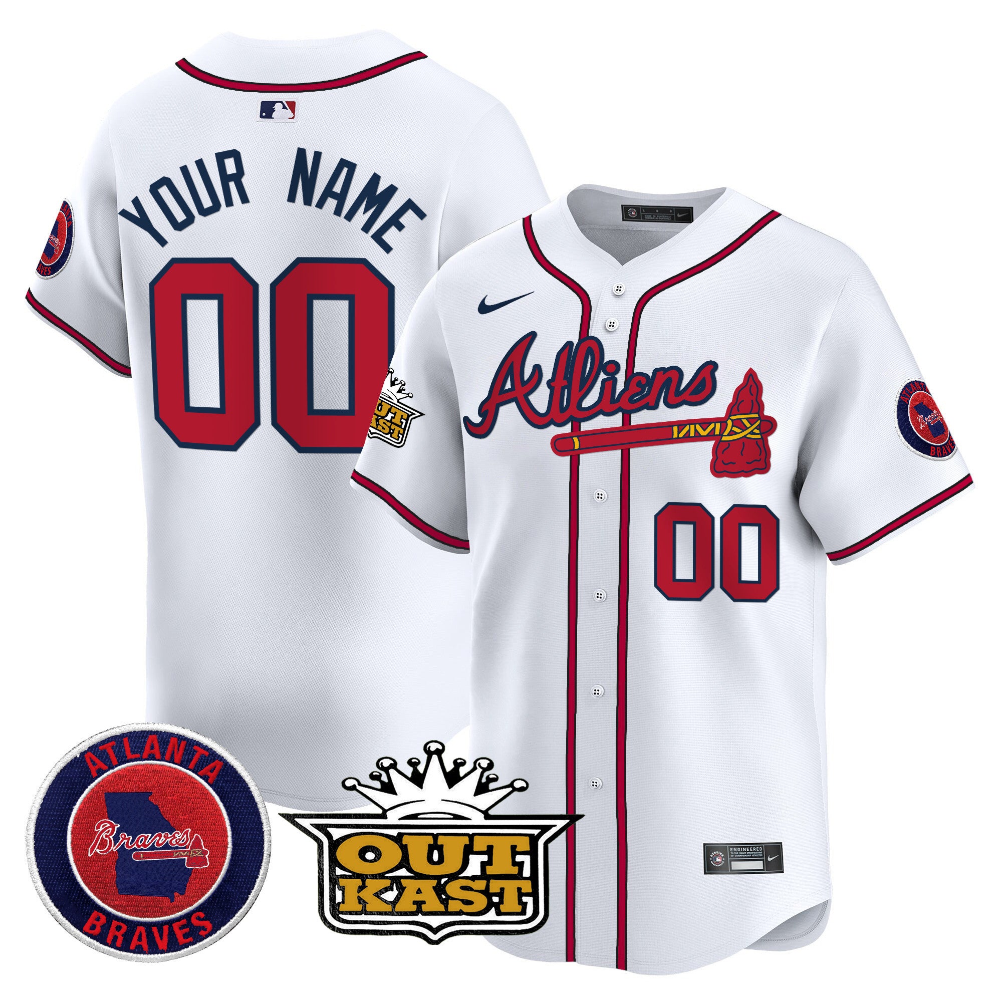 Atlanta Braves Atliens Vapor Premier Limited Custom Jersey - All Stitched - Men, White