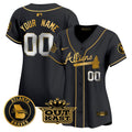 Atlanta Braves Atliens Vapor Premier Limited Custom Jersey - All Stitched - Women, Black Gold