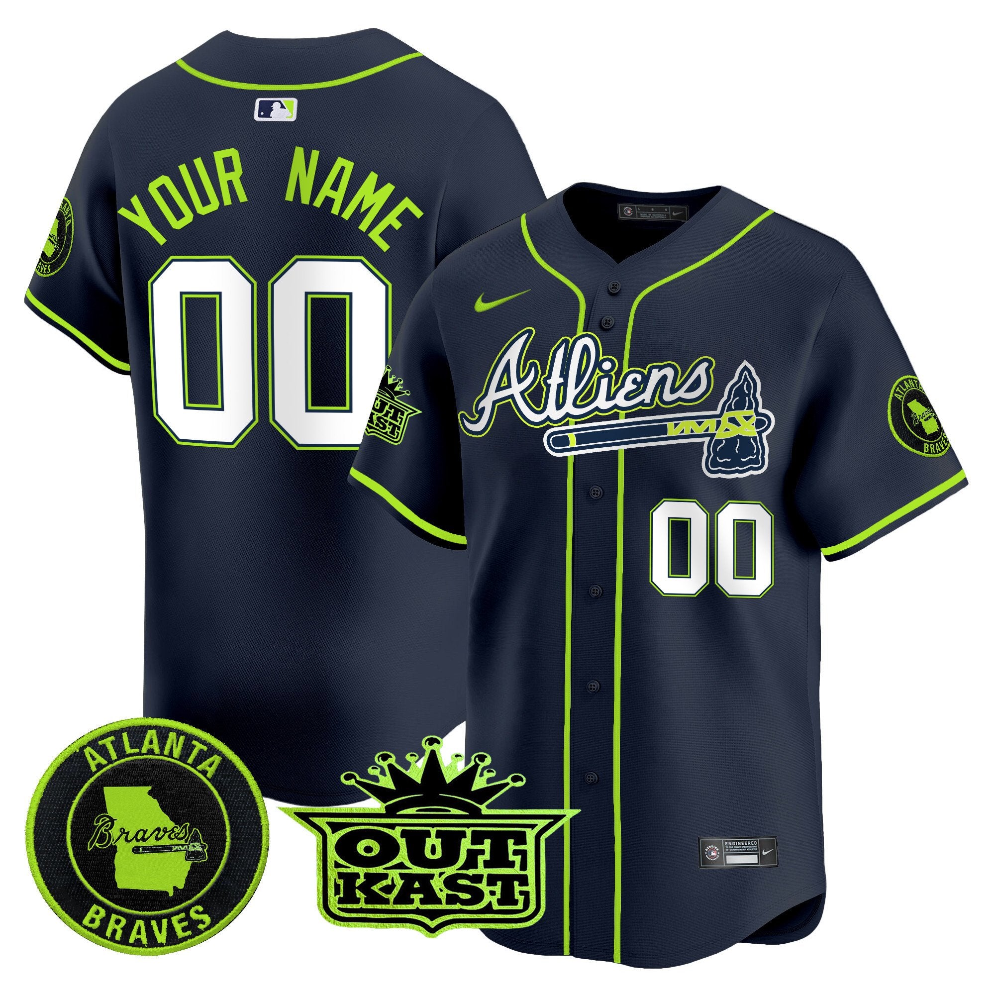 Atlanta Braves Atliens Vapor Premier Limited Custom Jersey - All Stitched - Youth, Atliens
