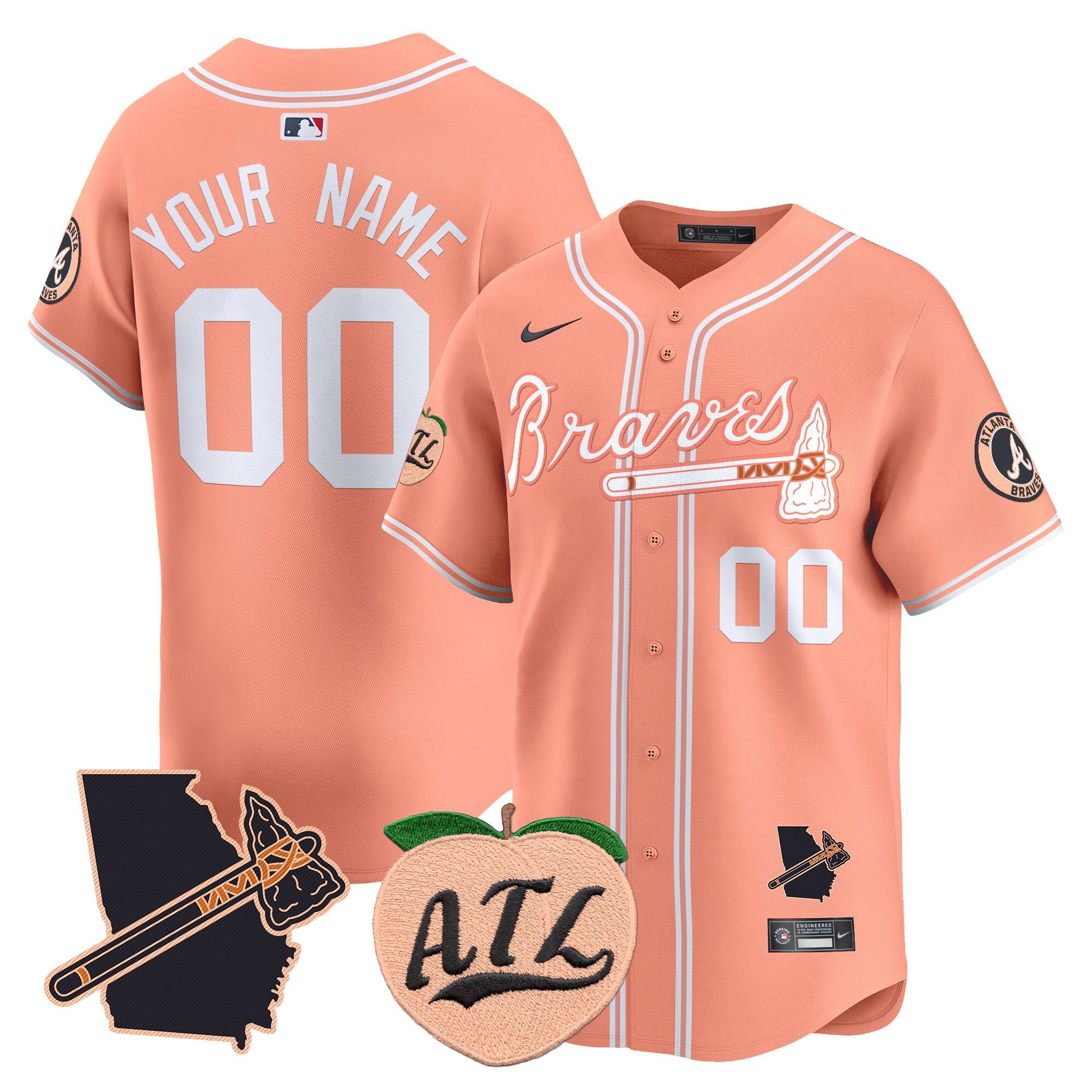Atlanta Braves Peach Vapor Premier Limited Custom Jersey - All Stitched - Men, Peach