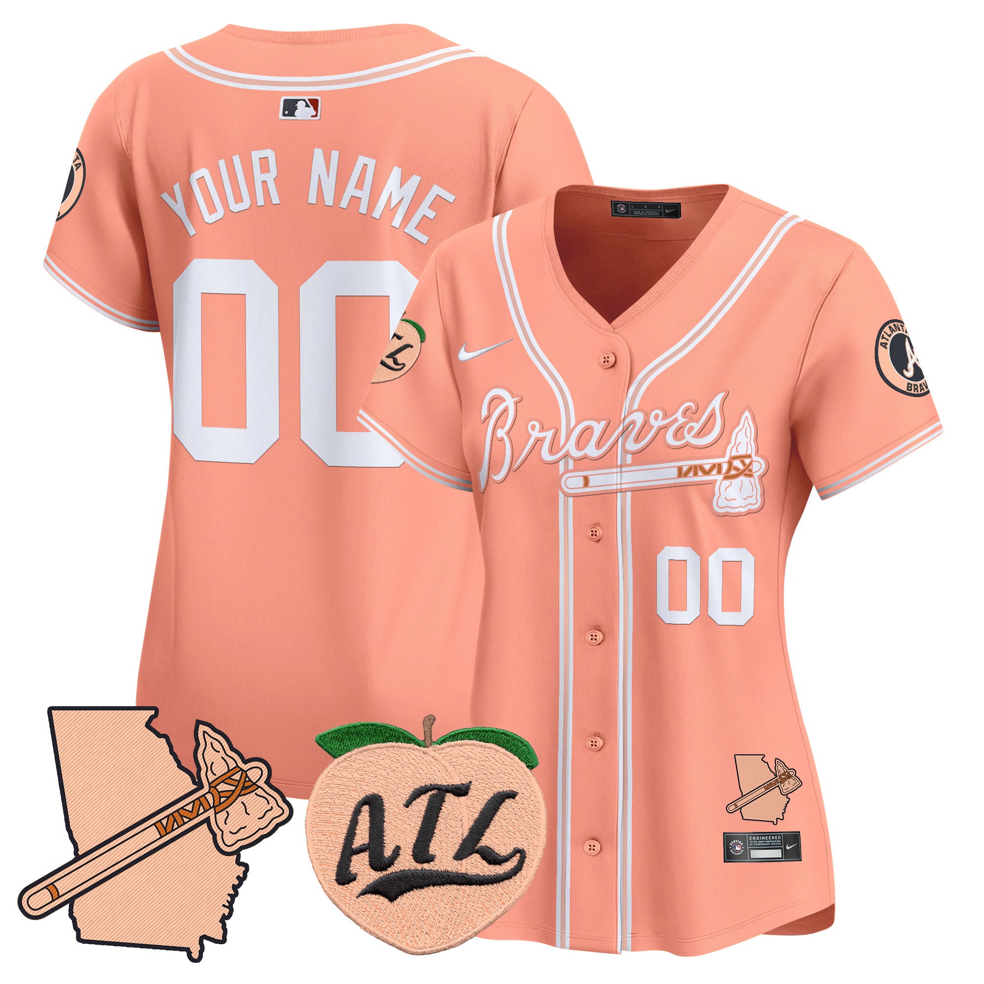 Atlanta Braves Peach Vapor Premier Limited Custom Jersey - All Stitched - Women, Peach