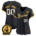 Atlanta Braves Throwback 1974 - 1982 Vapor Premier Limited Custom Jersey - All Stitched - Women, 1974 Black Gold