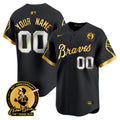 Atlanta Braves Throwback 1974 - 1982 Vapor Premier Limited Custom Jersey - All Stitched - Men, 1974 Black Gold