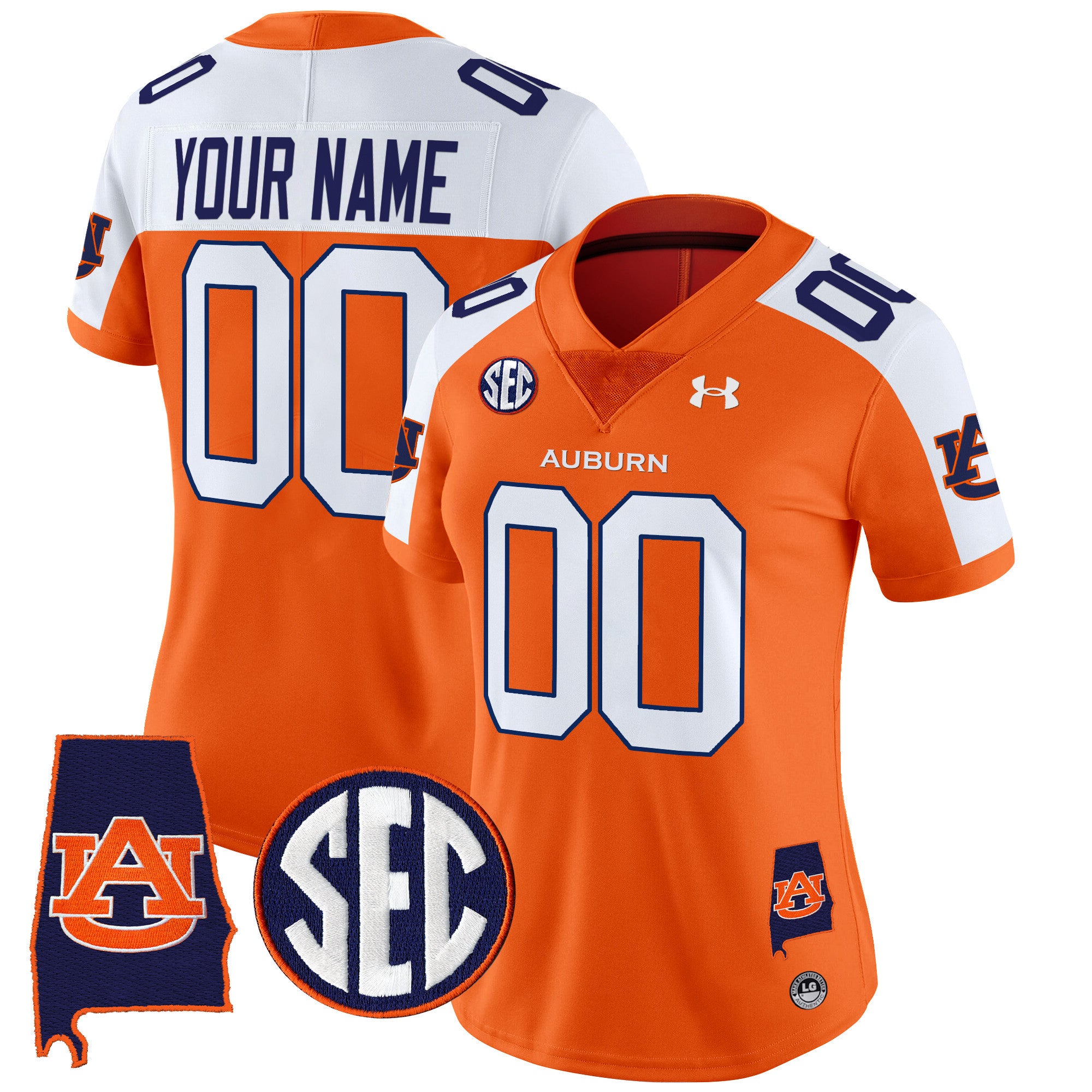 Auburn Tigers 2024 Alabama Patch Vapor Limited Custom Jersey - All Stitched - Women, Orange Alternate