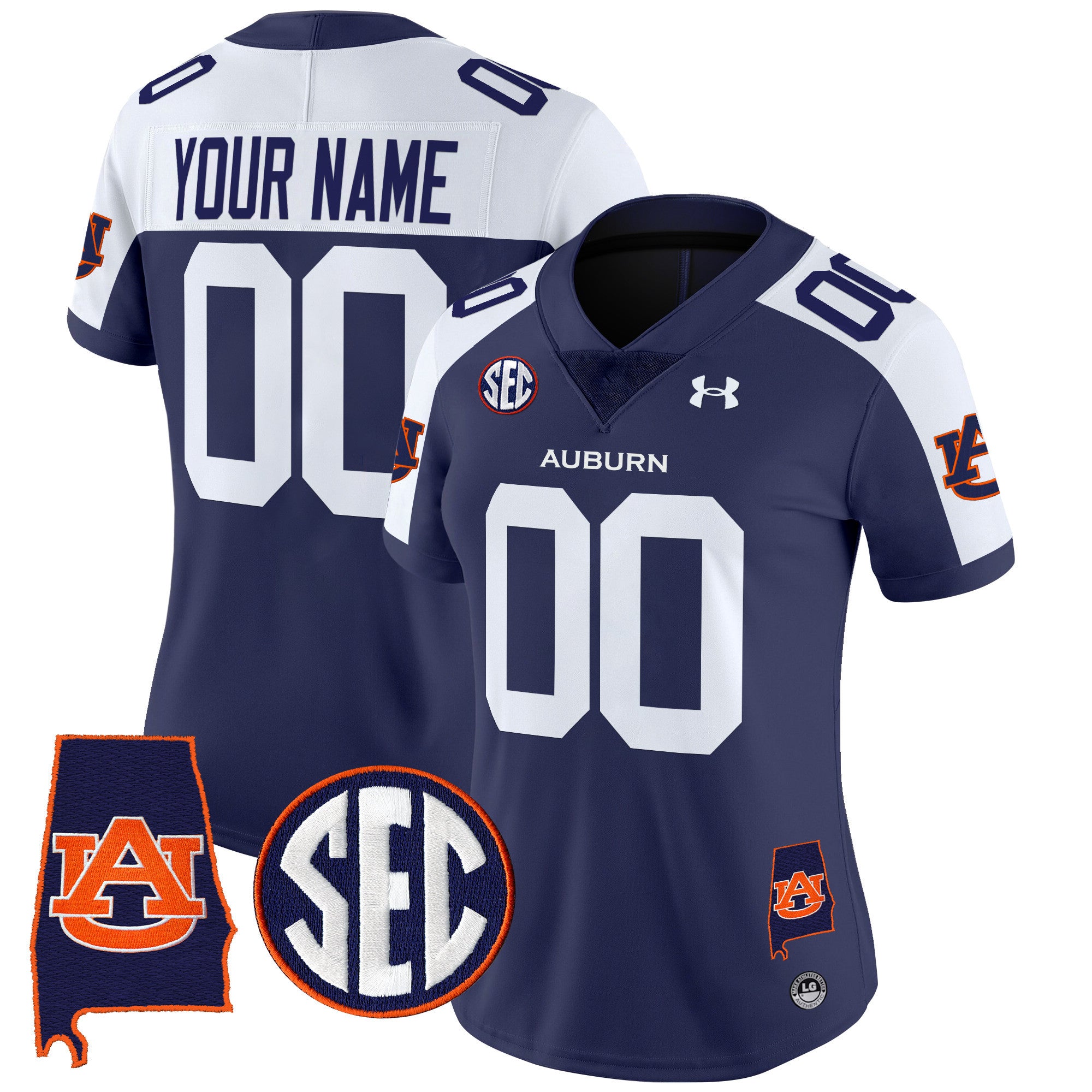 Auburn Tigers 2024 Alabama Patch Vapor Limited Custom Jersey - All Stitched - Women, Navy Alternate