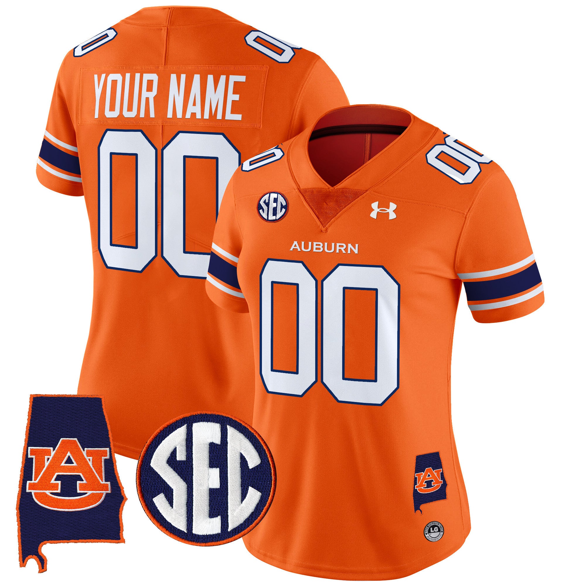 Auburn Tigers 2024 Alabama Patch Vapor Limited Custom Jersey - All Stitched - Women, Orange