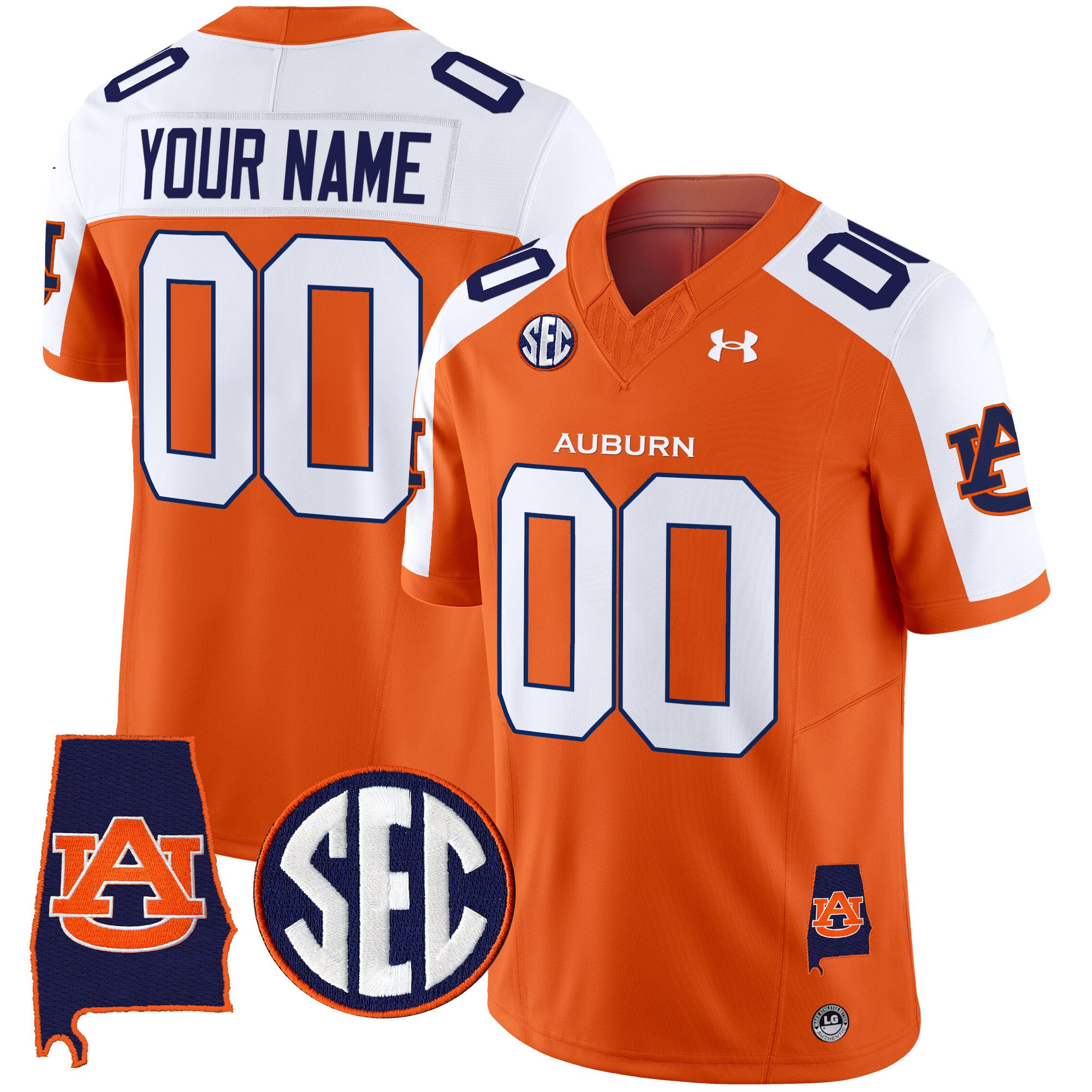 Auburn Tigers 2024 Alabama Patch Vapor Limited Custom Jersey - All Stitched - Men, Orange Alternate