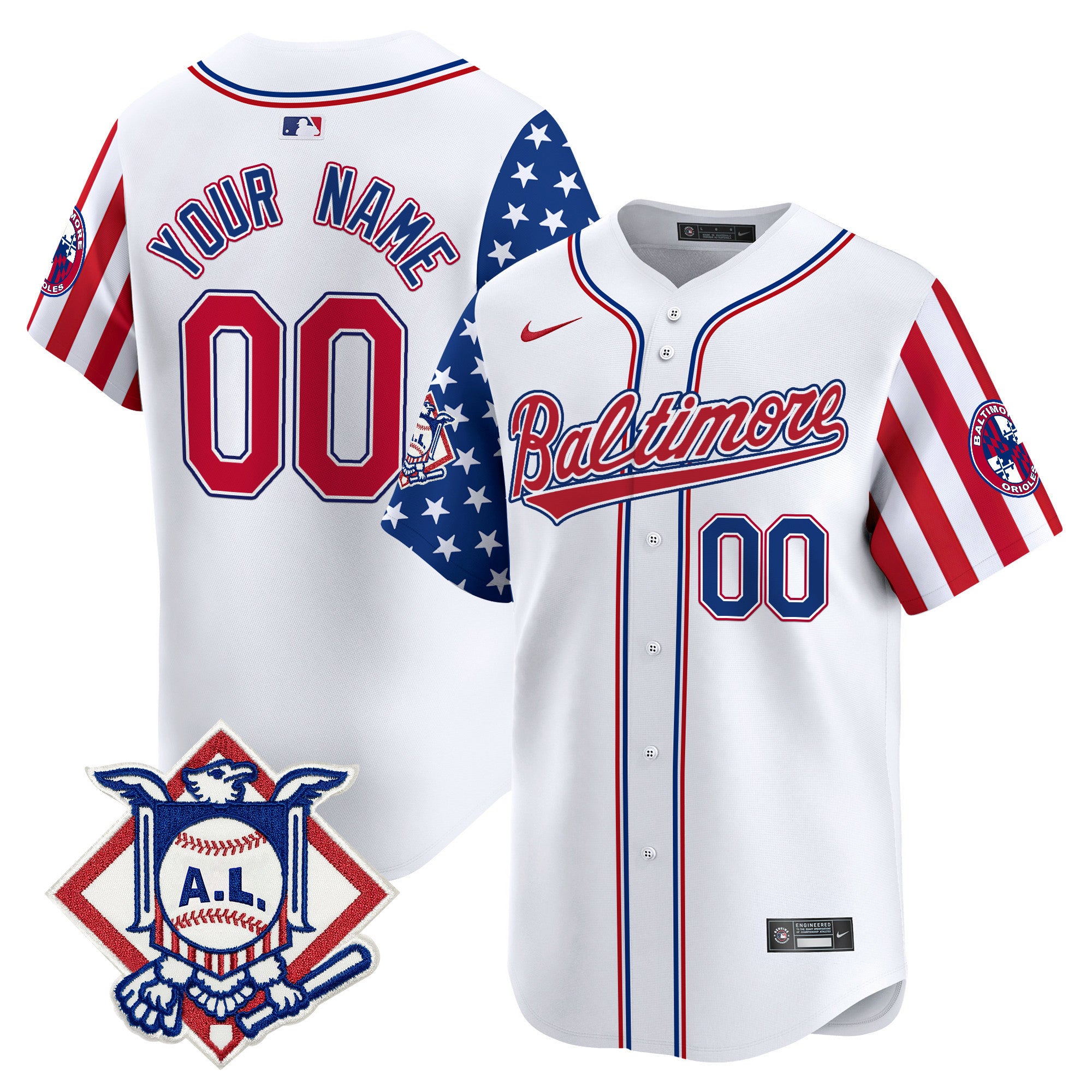 Baltimore Orioles 2024 Fourth of July Vapor Premier Limited Custom Jersey - All Stitched - Men, White Limited