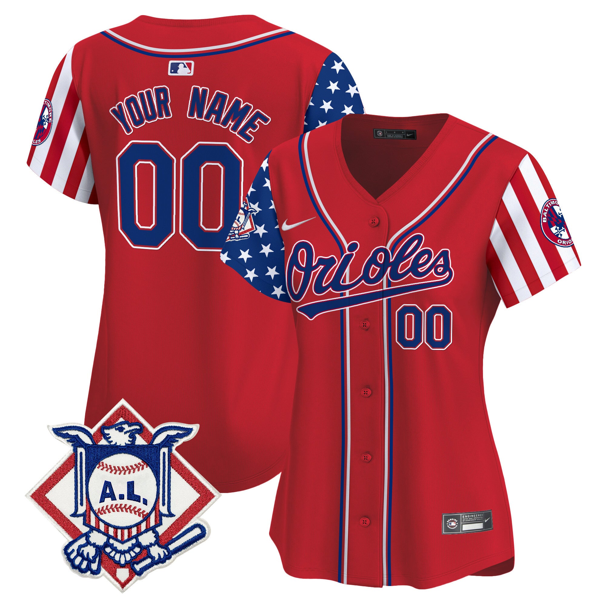 Baltimore Orioles 2024 Fourth of July Vapor Premier Limited Custom Jersey - All Stitched - Women, Red