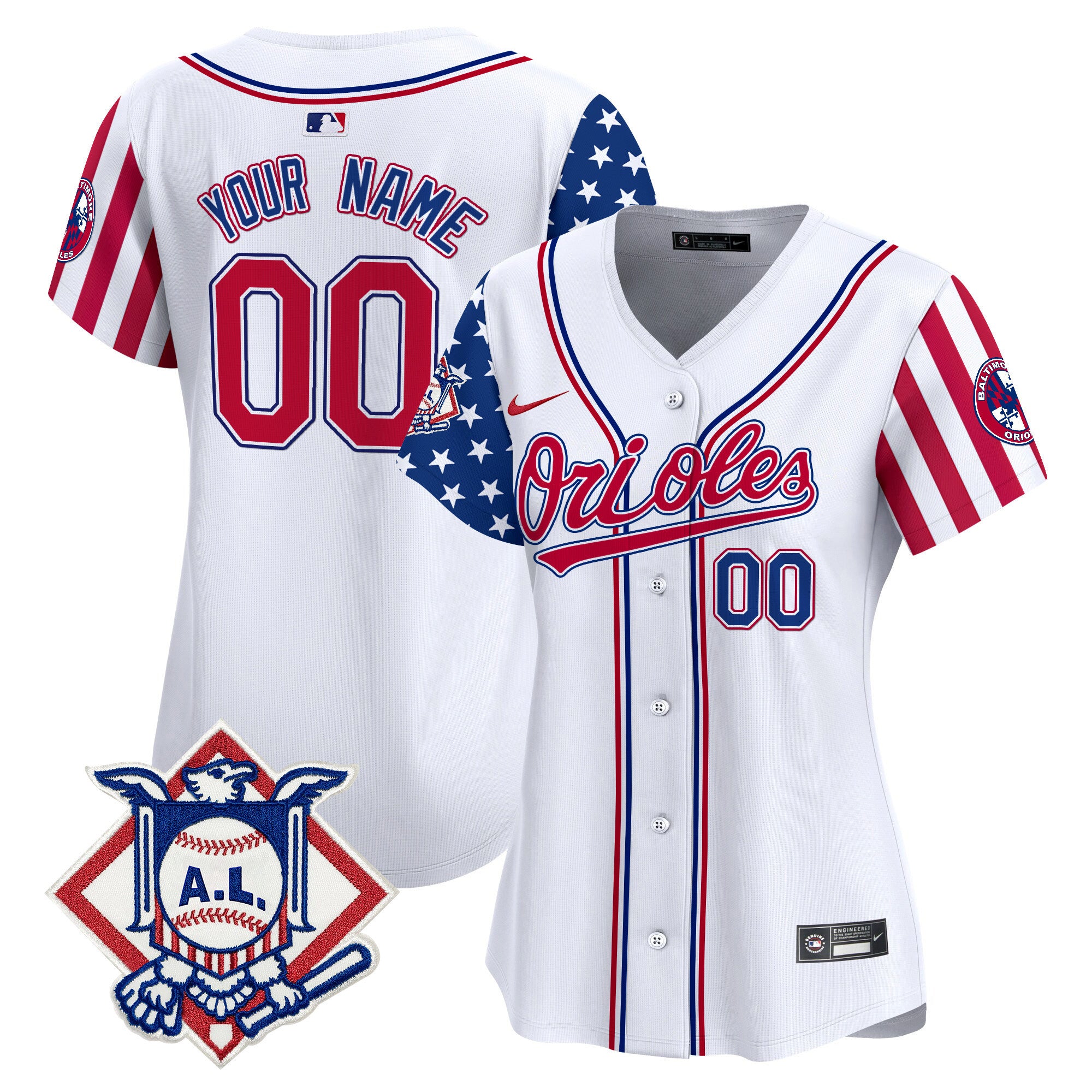 Baltimore Orioles 2024 Fourth of July Vapor Premier Limited Custom Jersey - All Stitched - Women, White