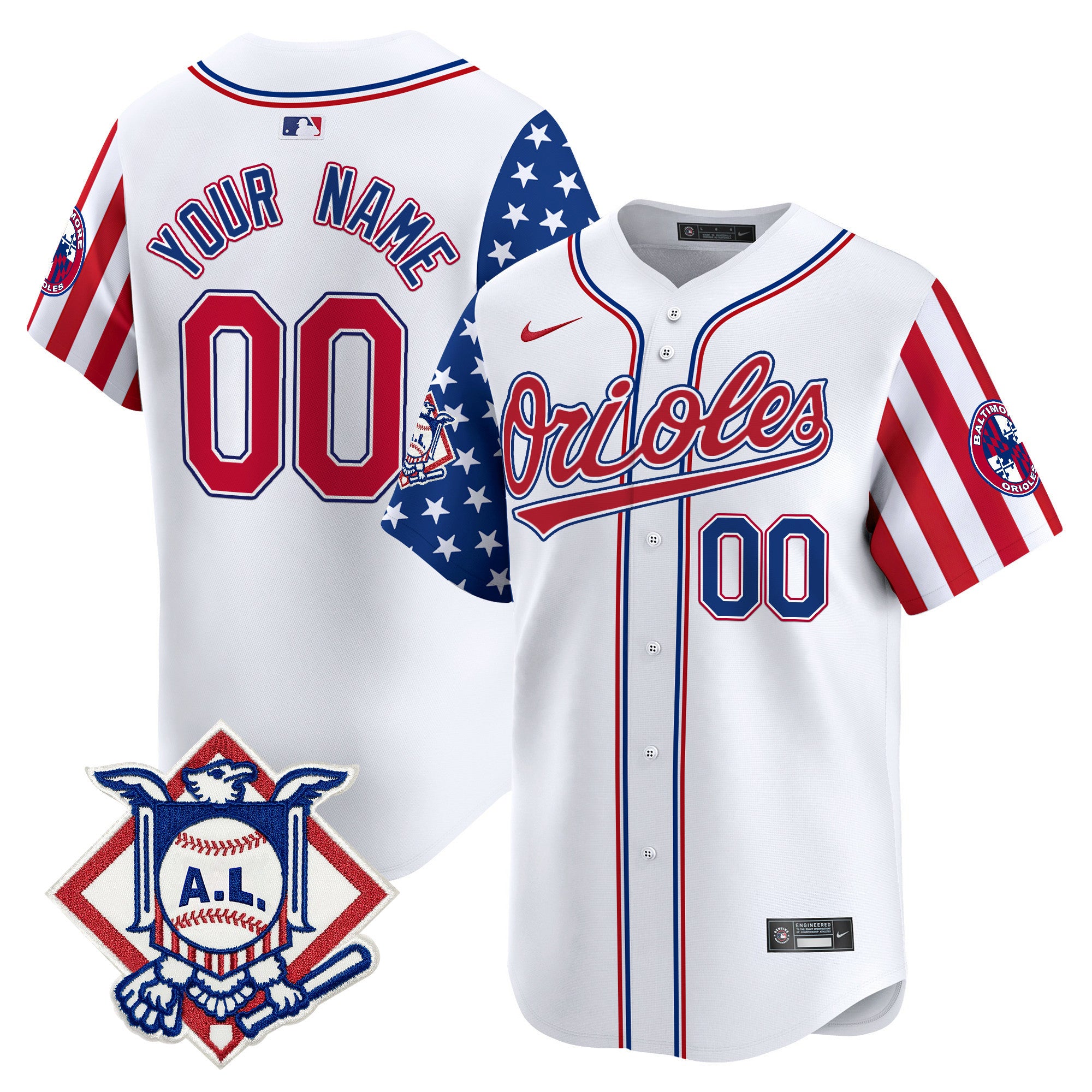 Baltimore Orioles 2024 Fourth of July Vapor Premier Limited Custom Jersey - All Stitched - Men, White