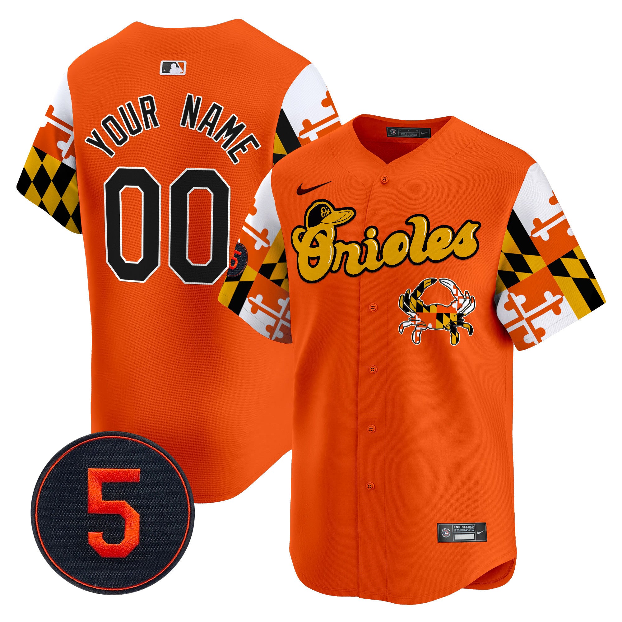 Baltimore Orioles Robinson Patch Vapor Premier Limited Custom Jersey V7 - All Stitched - Men, Orange