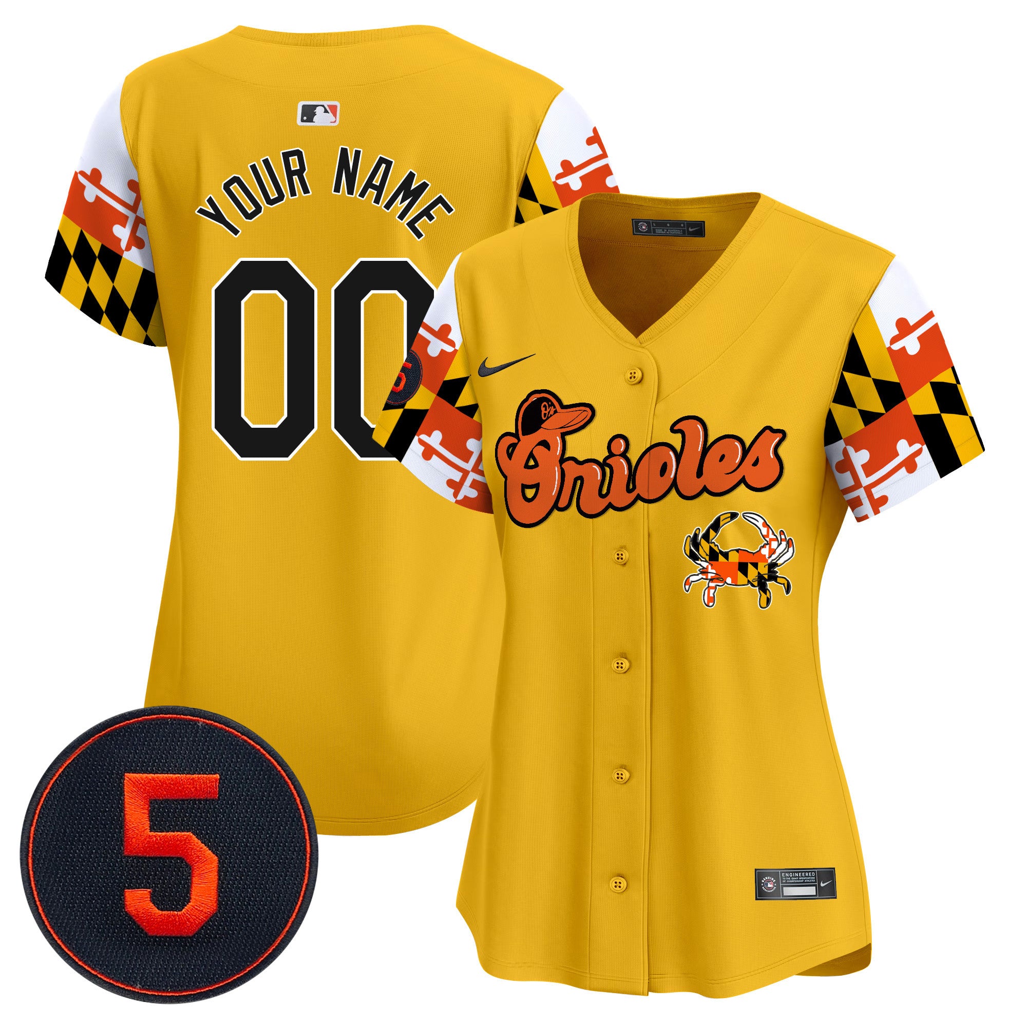 Baltimore Orioles Robinson Patch Vapor Premier Limited Custom Jersey V7 - All Stitched - Women, Gold