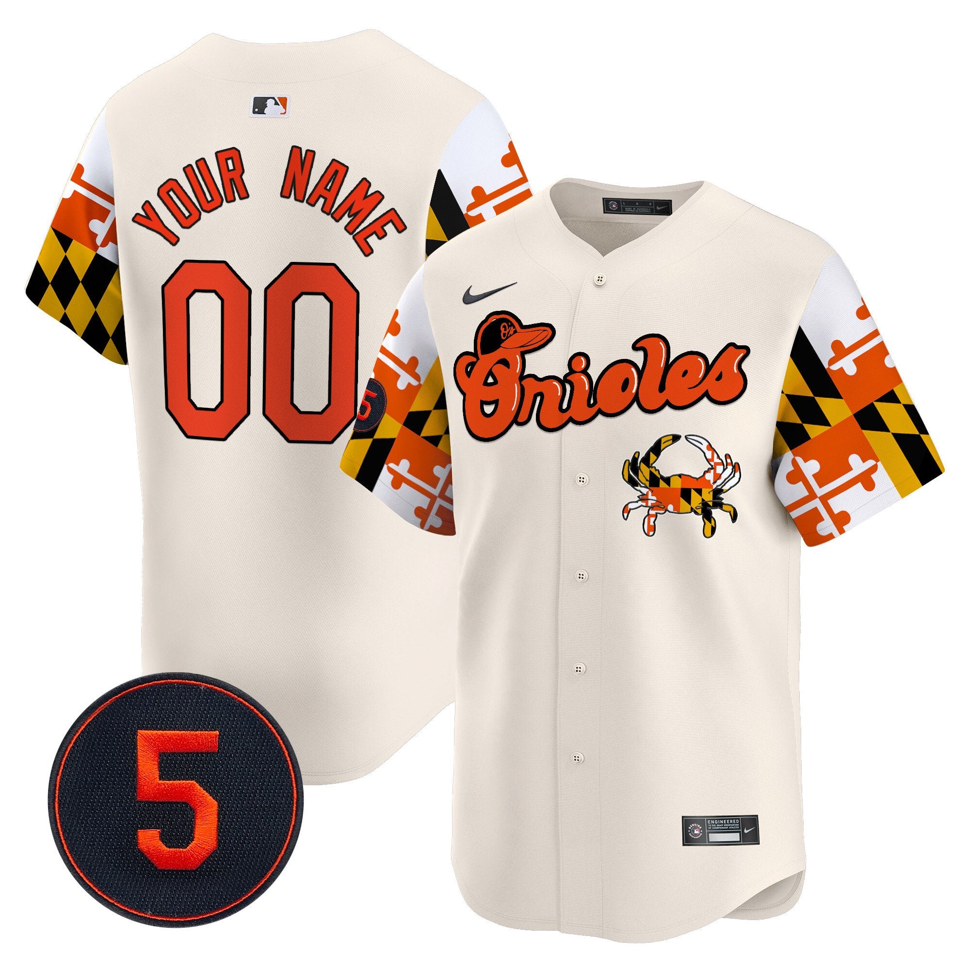 Baltimore Orioles Robinson Patch Vapor Premier Limited Custom Jersey V7 - All Stitched - Men, Cream