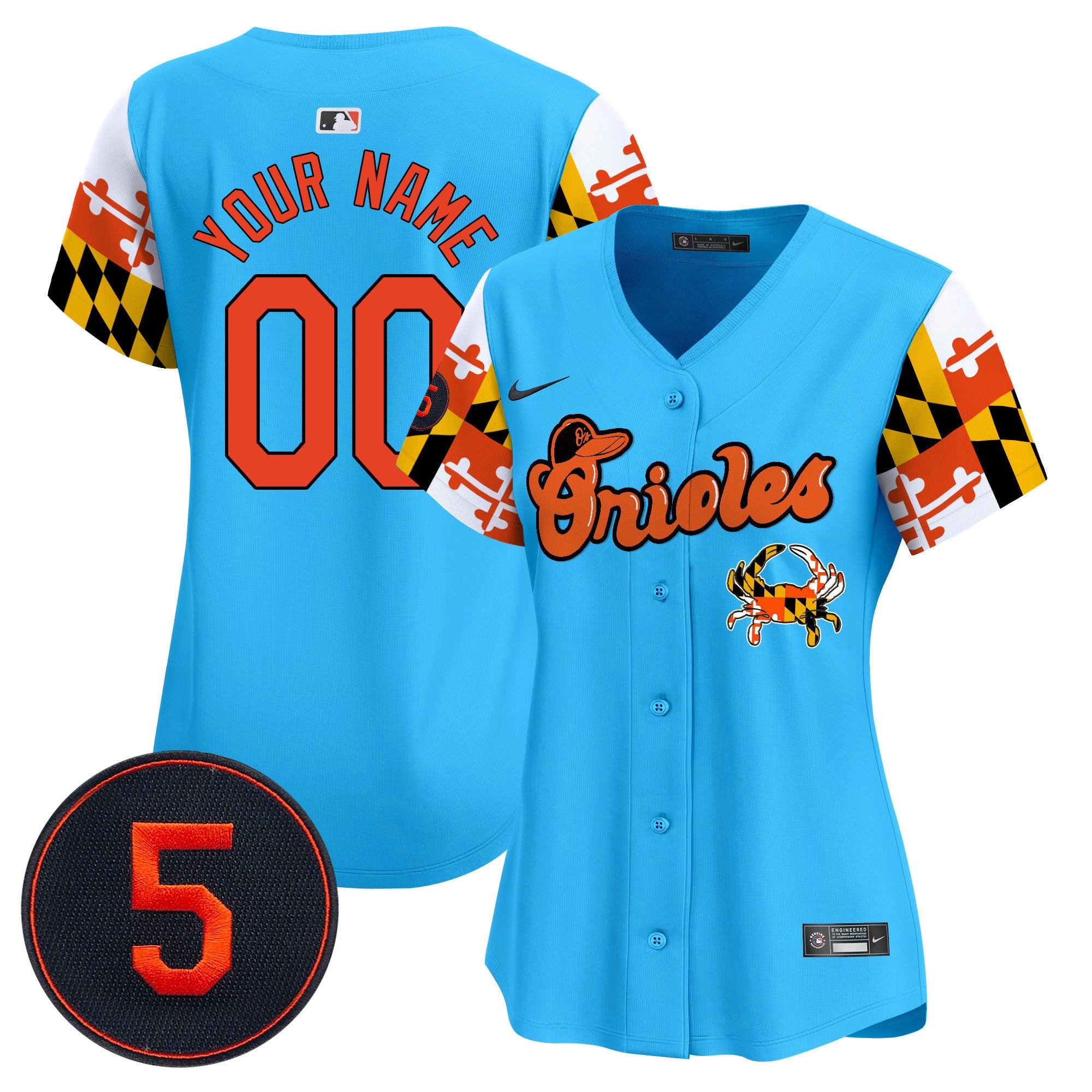 Baltimore Orioles Robinson Patch Vapor Premier Limited Custom Jersey V7 - All Stitched - Women, Light Blue