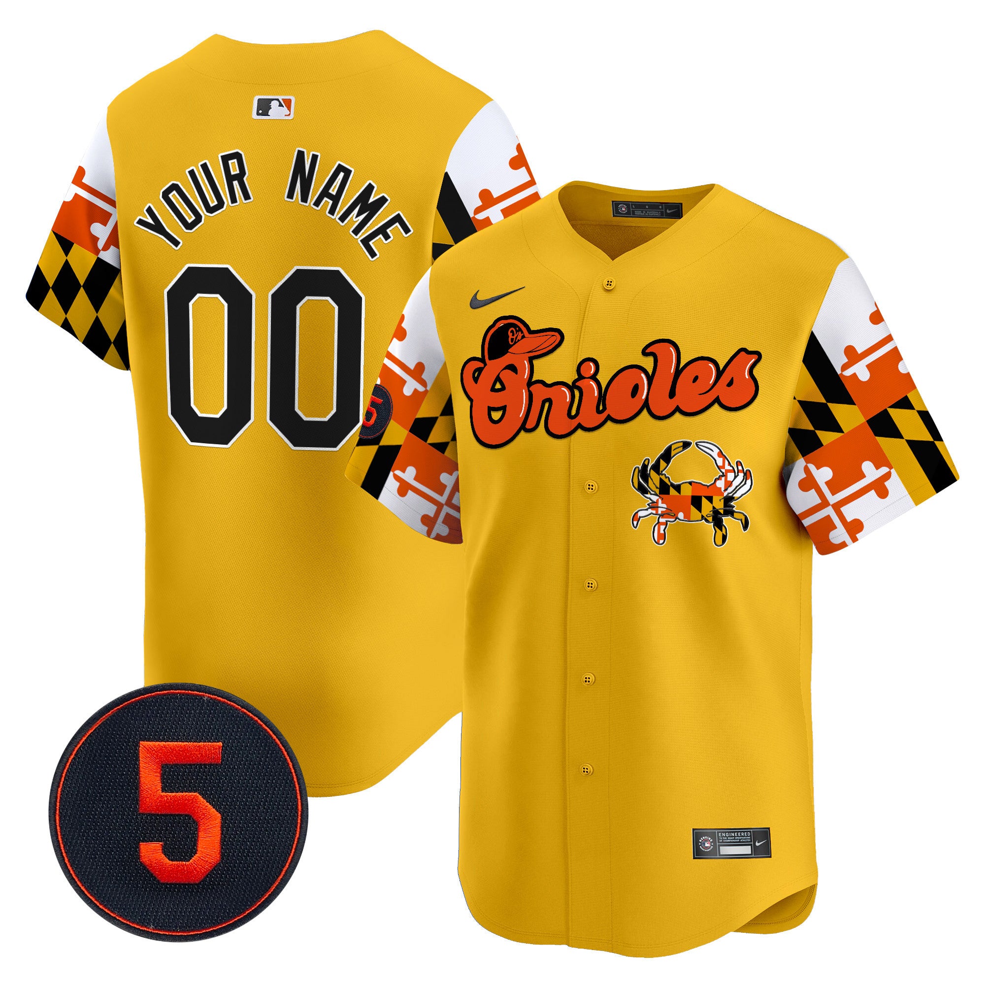 Baltimore Orioles Robinson Patch Vapor Premier Limited Custom Jersey V7 - All Stitched - Men, Gold