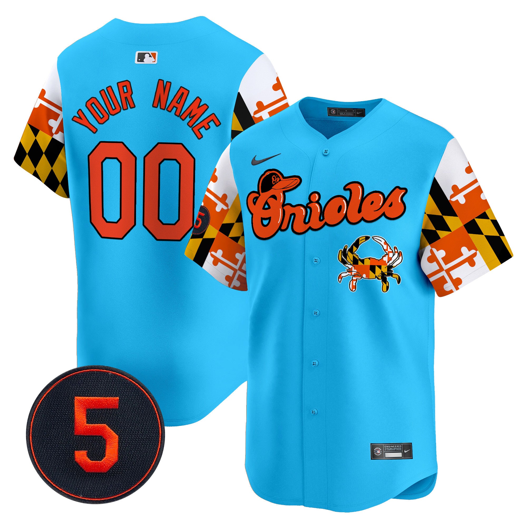 Baltimore Orioles Robinson Patch Vapor Premier Limited Custom Jersey V7 - All Stitched - Men, Light Blue