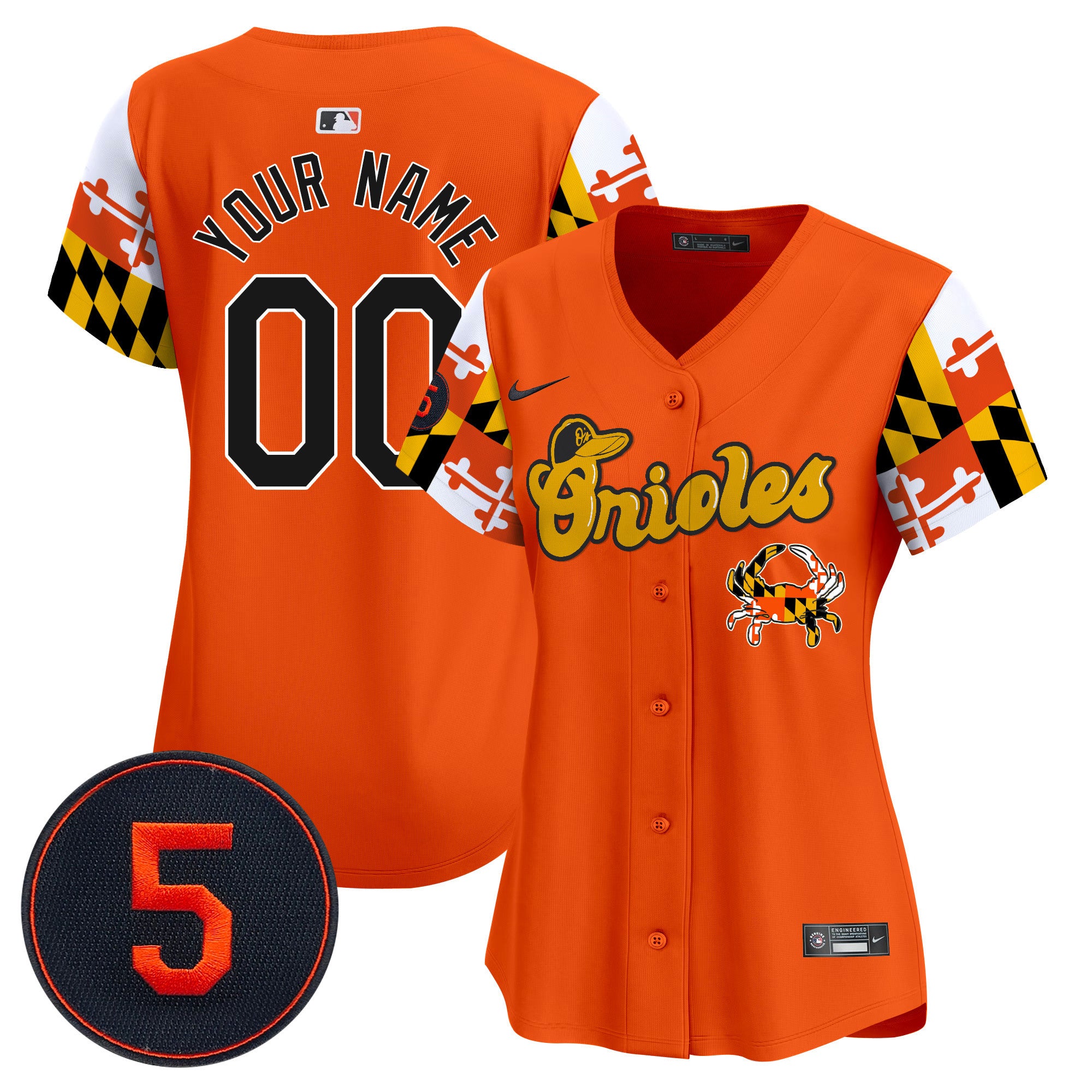 Baltimore Orioles Robinson Patch Vapor Premier Limited Custom Jersey V7 - All Stitched - Women, Orange